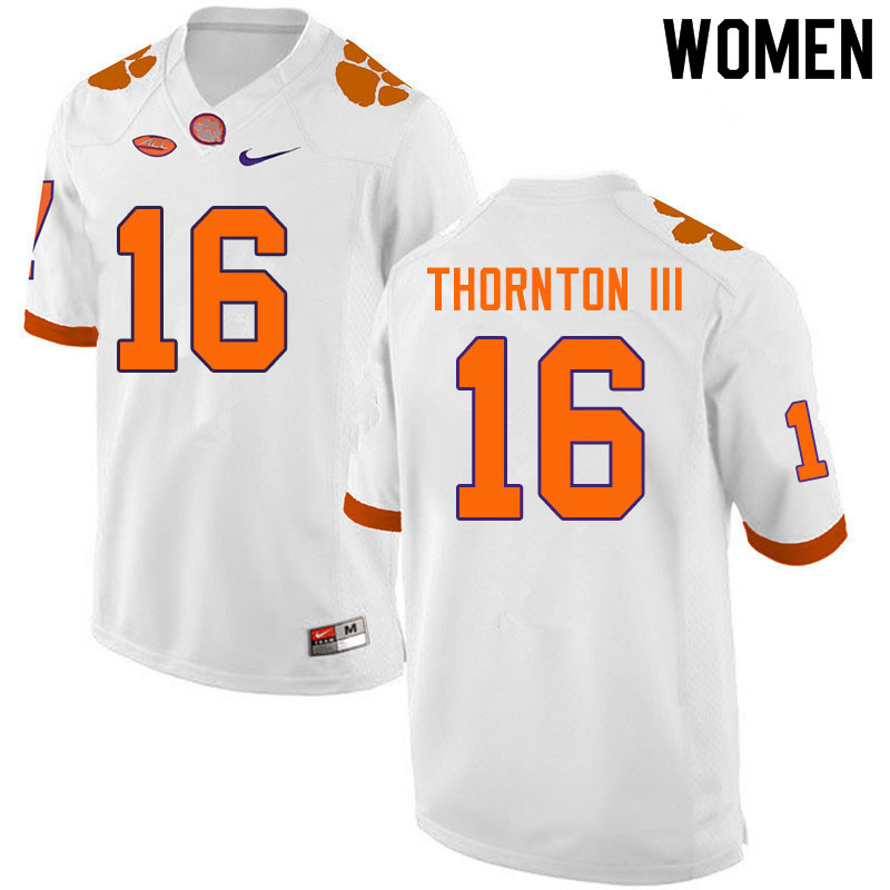 Women #16 Ray Thornton III Clemson Tigers College Football Jerseys Sale-White